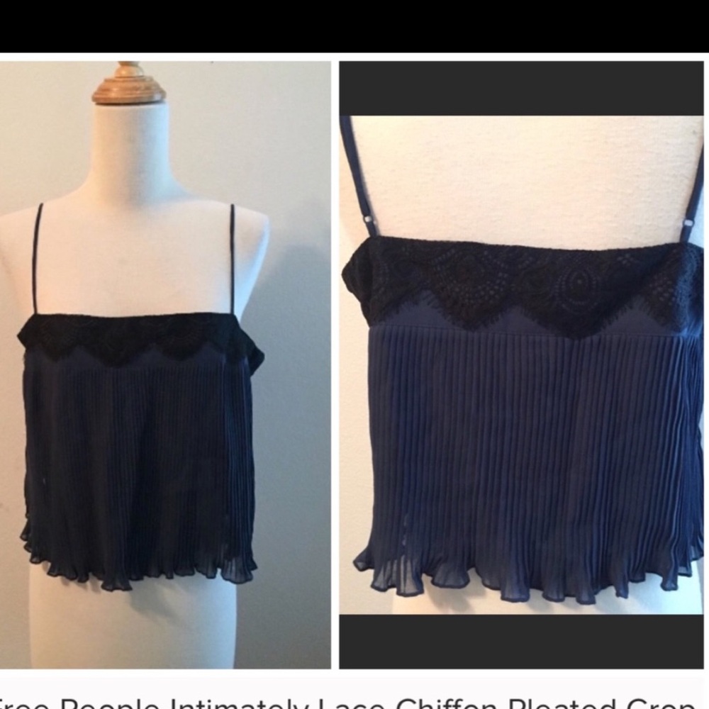 🌸🌸Free People Intimate navy chiffon cami style M - Picture 2 of 4